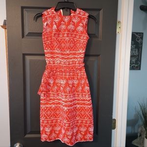 VTG 70s Mod Mini Party Dress Lanz Originals Red White Retro Mushroom With Wrap